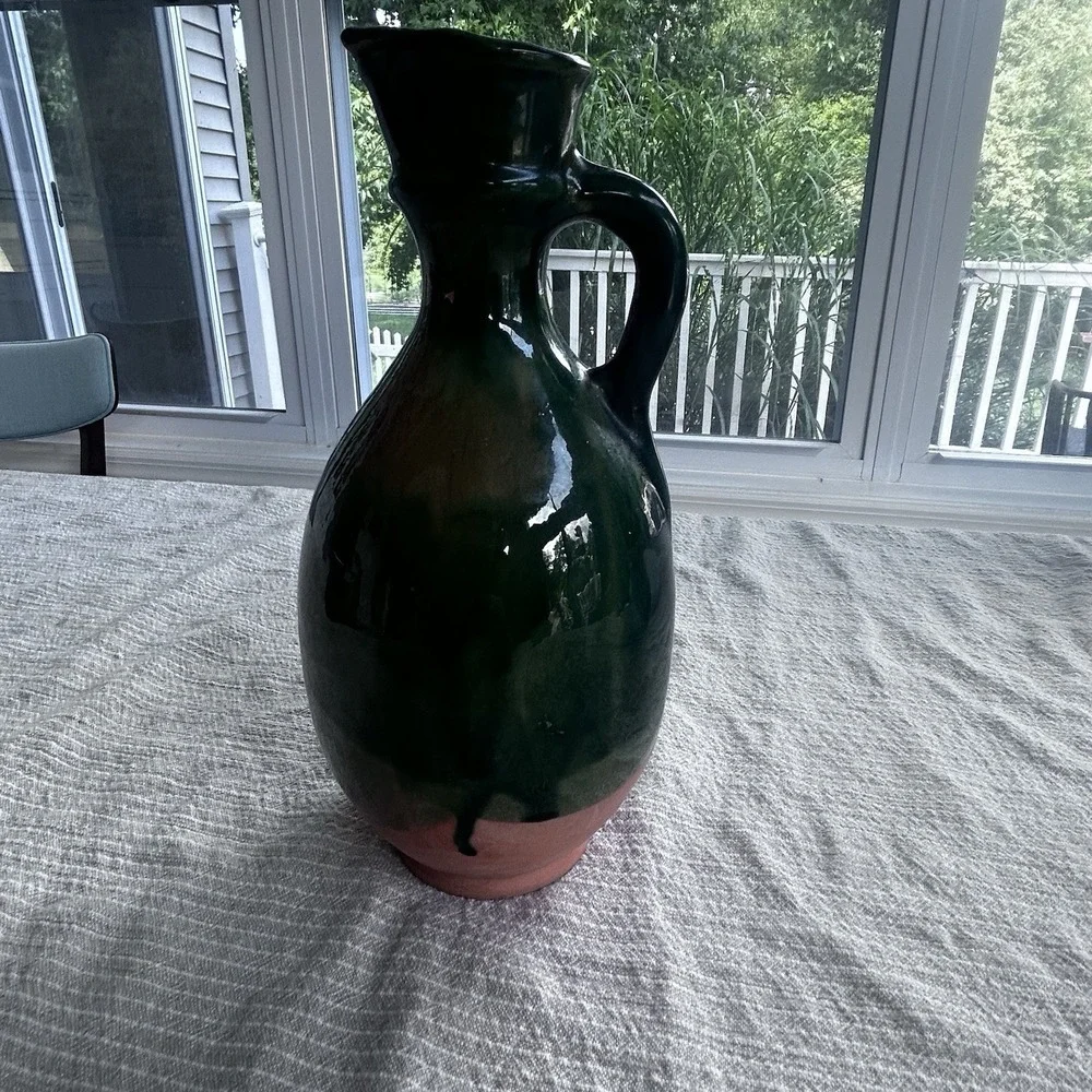 Huilier Terracotta Vert Green Drip Jug 10